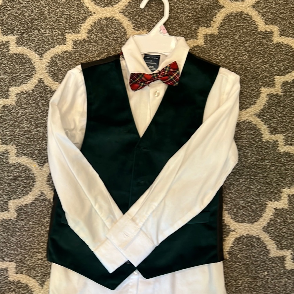 Boys dress shirt/ vest/ bow tie